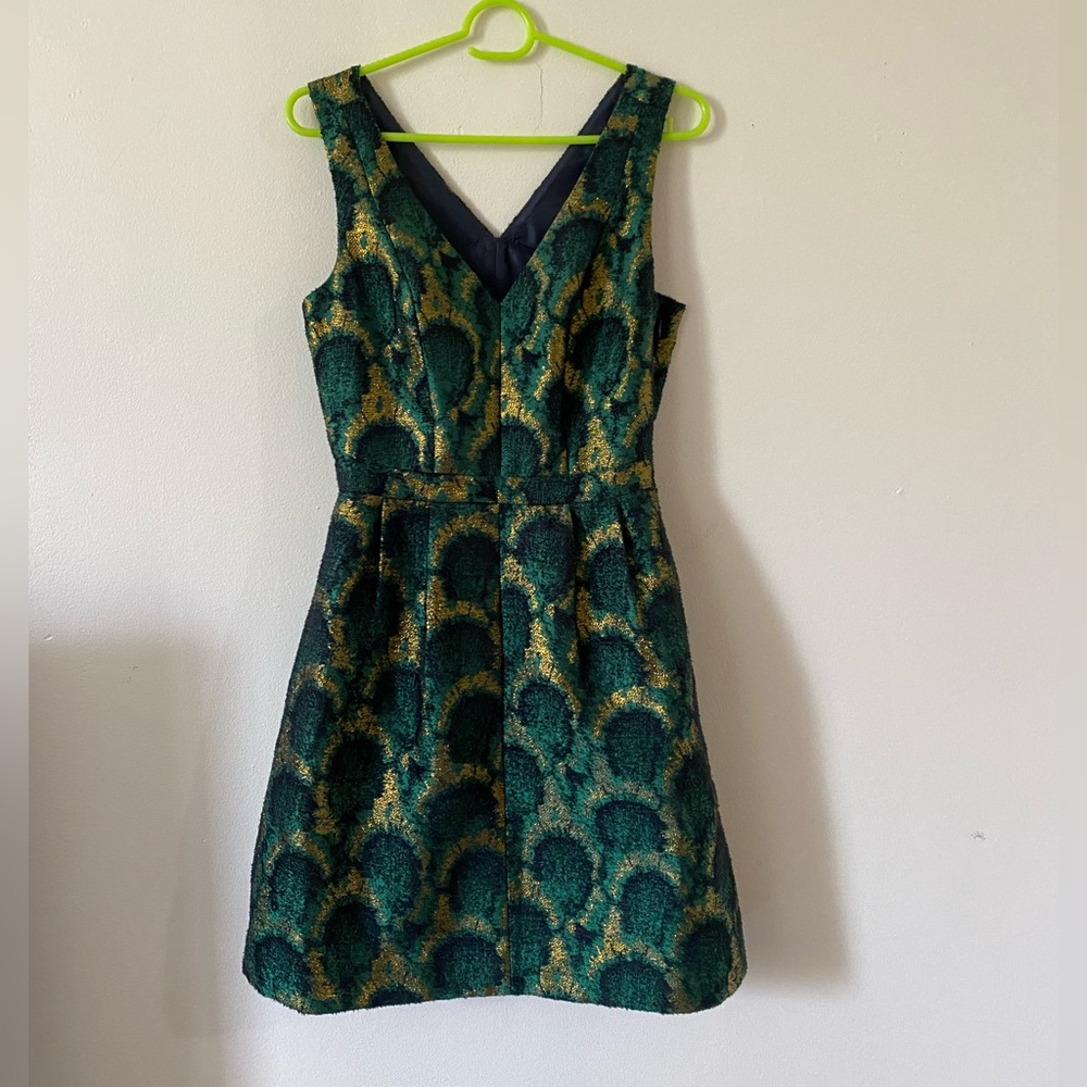 JCrew Green Peacock Dress